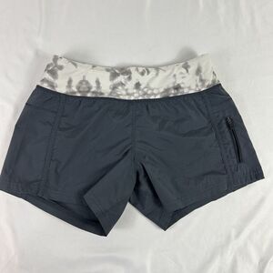 Lululemon All Time 4‎ " Short Lined Size 4 Workout Training Running Gray White